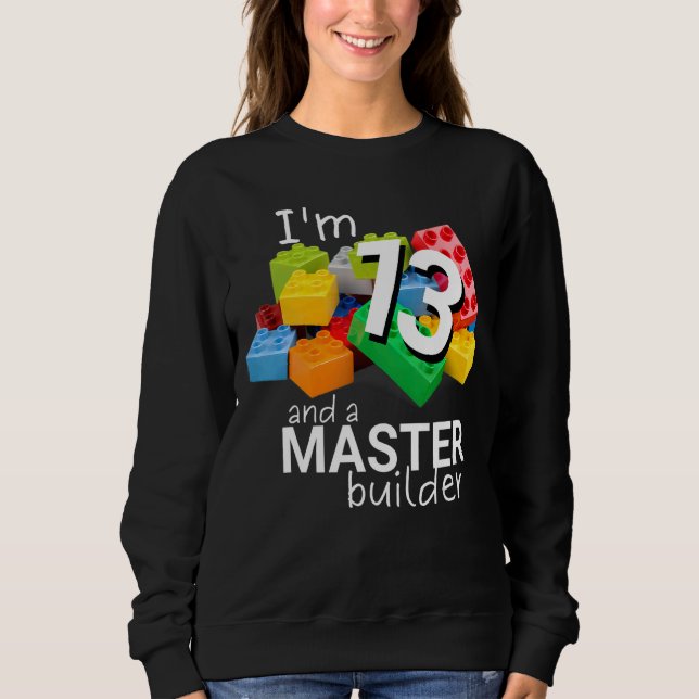 Camiseta Master Builder Cute Block Building 13 Birthday B (Frente)