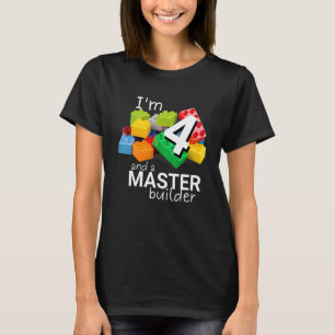 Camiseta Master Builder Cute Block Building 4th Birthday Bo