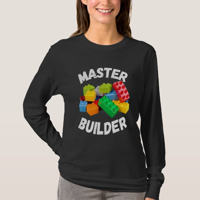 Camiseta Master Builder Cute Block Building Kids 1 (Frente)