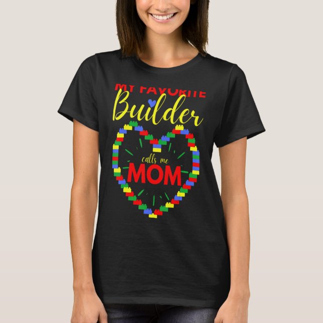 Camiseta Master Builder Cute Block Building Mãe 1 (Frente)