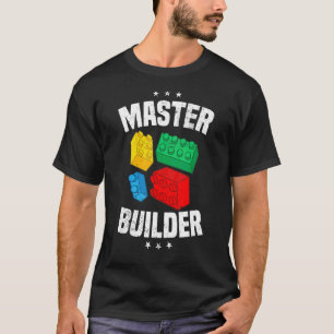 Camiseta Master Builder Kids Building Blocks Brick Toy Boys