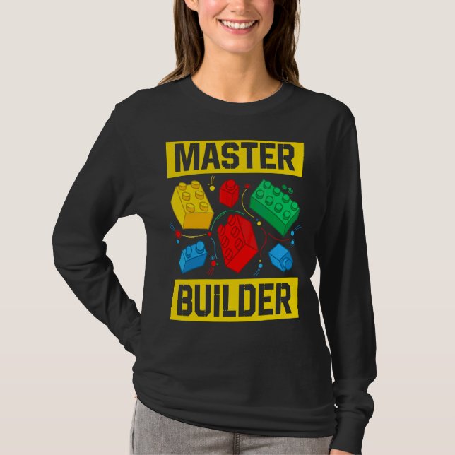 Camiseta Master Builder Kids Building Blocks Brick Toy Mast (Frente)