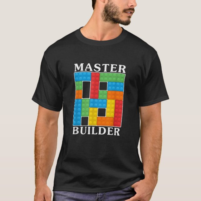 Camiseta Master Builder Kids Building Blocks Bricks Toys Gi (Frente)