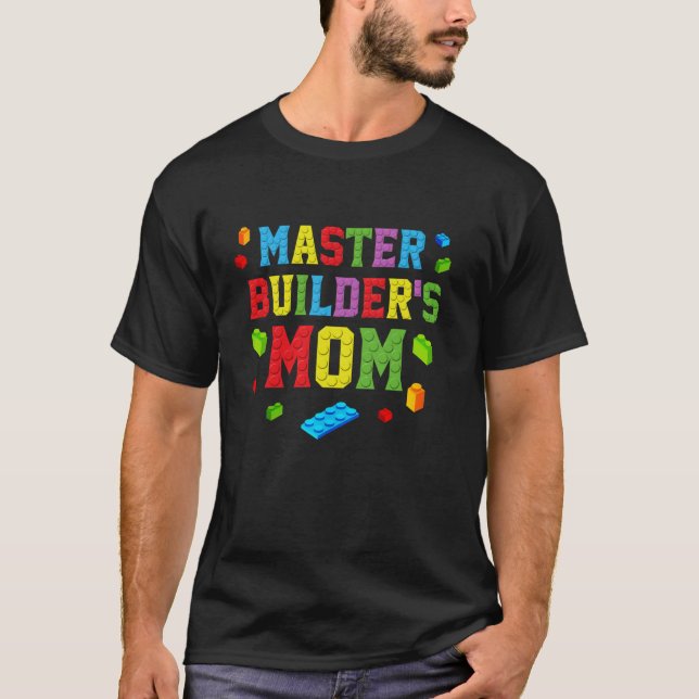 Camiseta Master Builder Mãe Construindo Tijolos Família P (Frente)