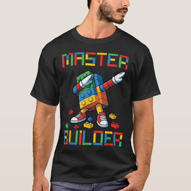 Camiseta Master Builder Tee Dabbing Blocks Bricks Building  (Frente)