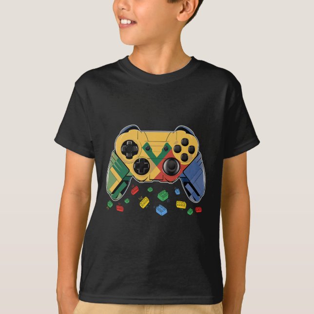Camiseta Master Builder Video Game Block Brick Building Kid (Frente)