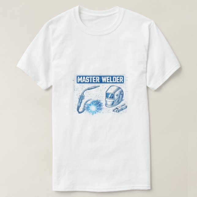 Camiseta Master Welder Blueprint Technical Schematic Art (Frente do Design)