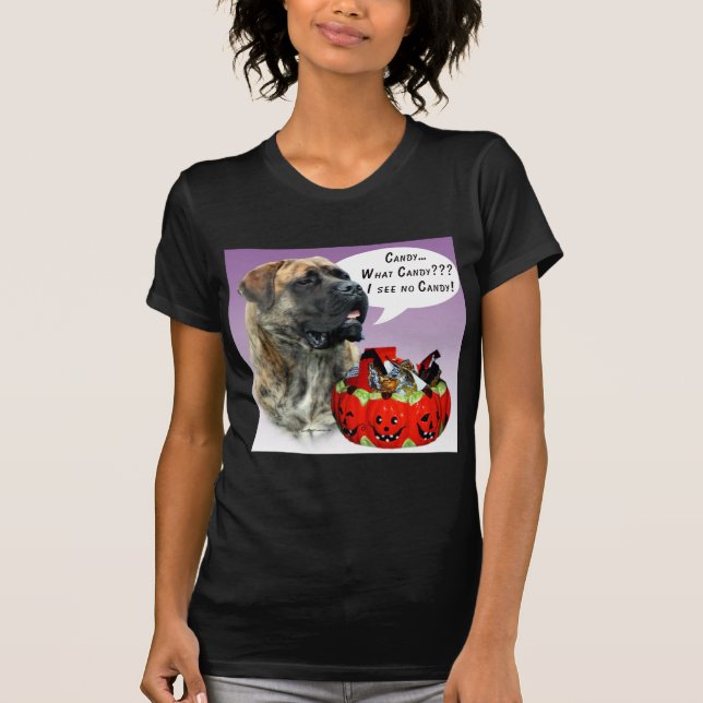 Camiseta Mastiff (brindle) Halloween Candy (Frente)