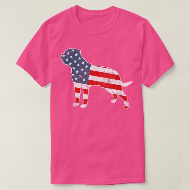 Camiseta Mastiff Dog American Flag Patriótico Pet 4t (Frente do Design)