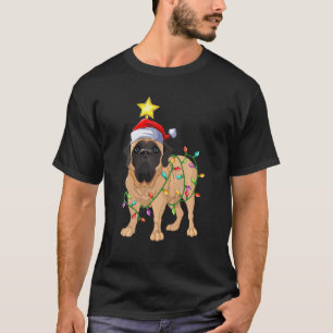 Camiseta Mastiff Dog Xmas Lighting Tree Matando Mastiff Ch