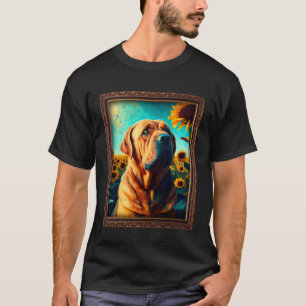 Camiseta Mastiff Espanhol Pintando Flor de Girassol Mãe Mul