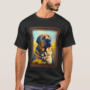 Camiseta Mastiff Espanhol Pintando Flor de Girassol Mãe Mul