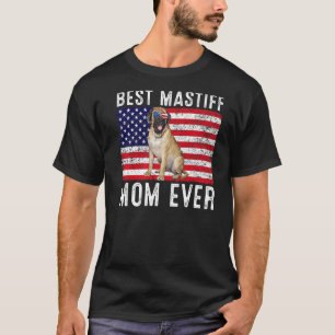 Camiseta Mastiff Mãe Americana Bandeira Mastiff Proprietári