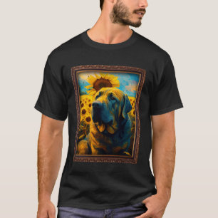 Camiseta Mastiff Pintura Flor de Girassol Mãe Mulheres Flor