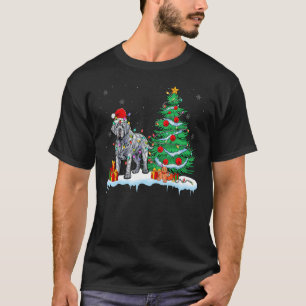 Camiseta Mastim napolitano Vestindo Santa Hat Xmas Light Ch