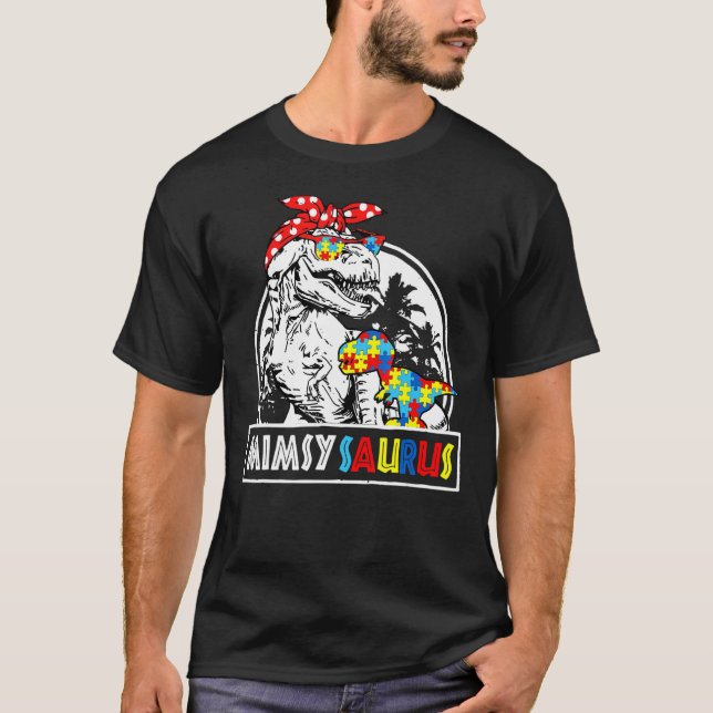 Camiseta Mat Da Família Mimsy Saurus T Rex Dinosaur (Frente)