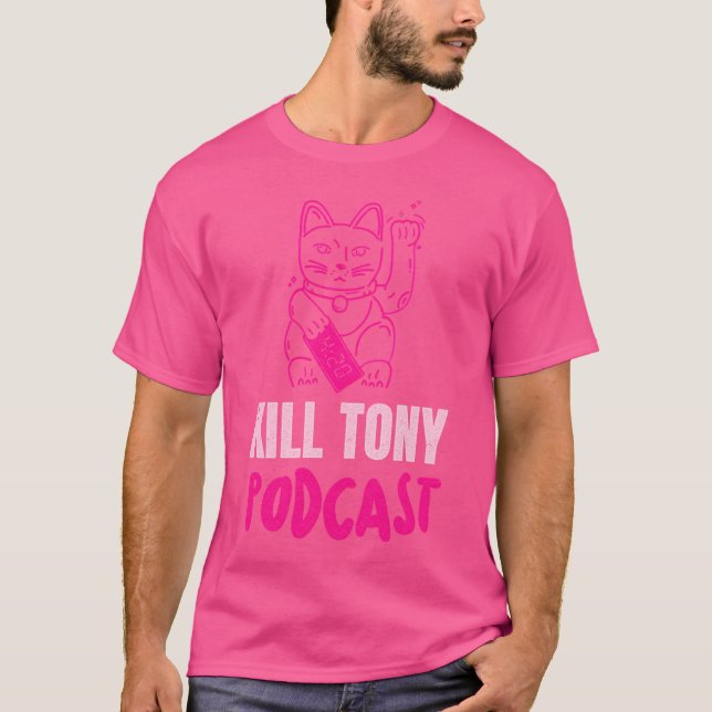 Camiseta Matar Tony Podcast Pink Maneki Neko Lucky Cat (Frente)