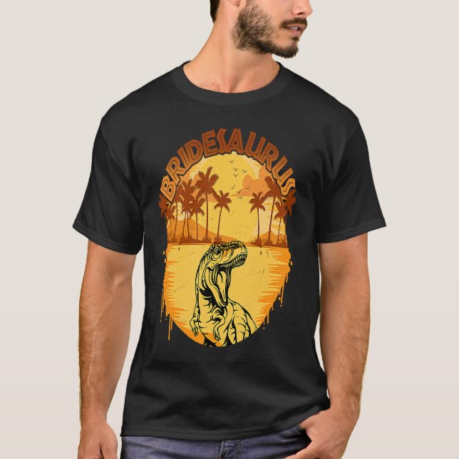 Camiseta Matc da Família Bridesaurus TRex Dinosaur Bride Sa (Frente)