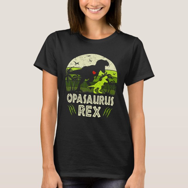 Camiseta Matchin da Família Opasaurus T Rex Dinosaur Opa Sa (Frente)