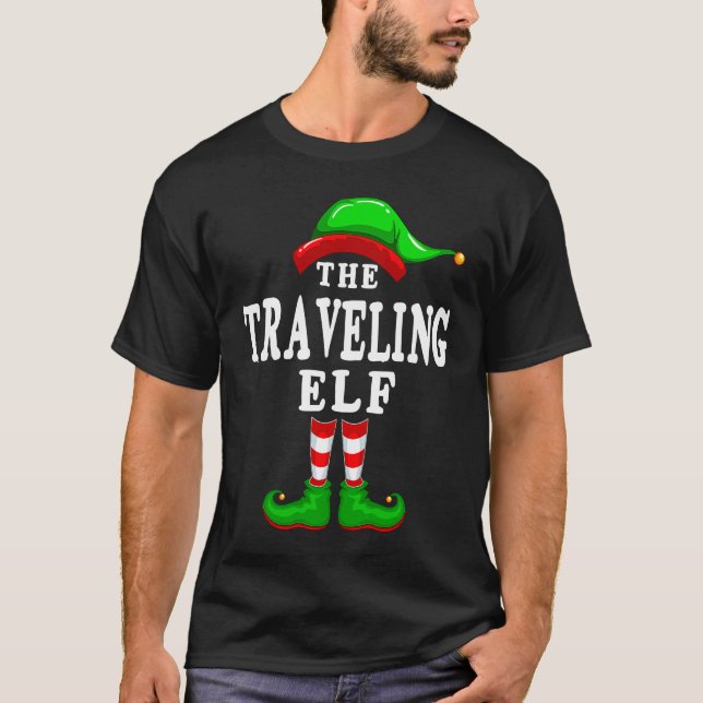 Camiseta Matching Family Group Christmas  The Traveling Elf (Frente)