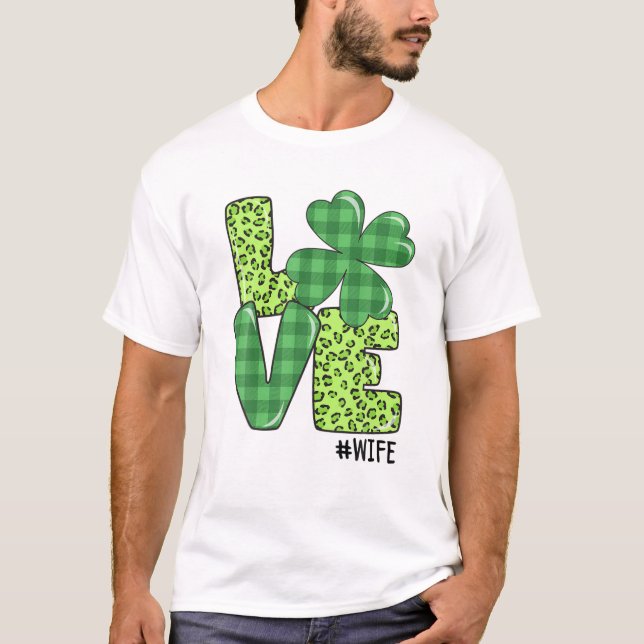 Camiseta Matching Family Love Wife Shamrock Funny Patricks (Frente)