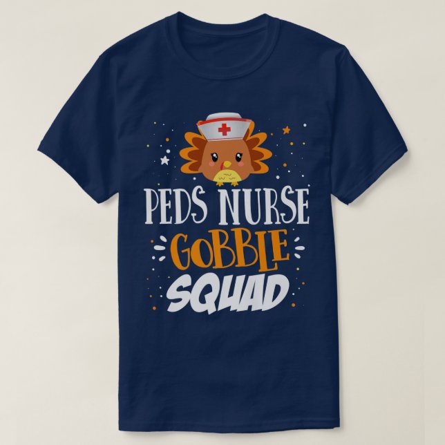 Camiseta Matching Thanksgiving PEDS Nurse Gobble Squad Pedi (Frente do Design)