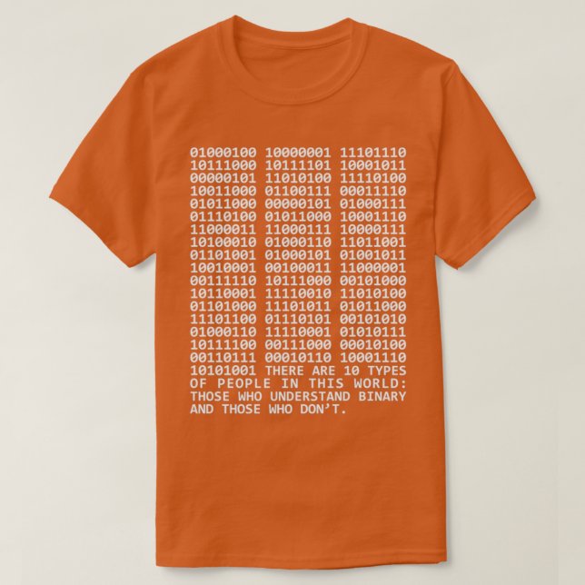 Camiseta Matemática Binária existem 10 tipos de pessoas (Frente do Design)