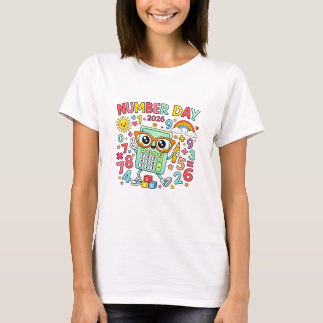 Camiseta Matemática Calculadora de Coruja do Dia d (Frente)