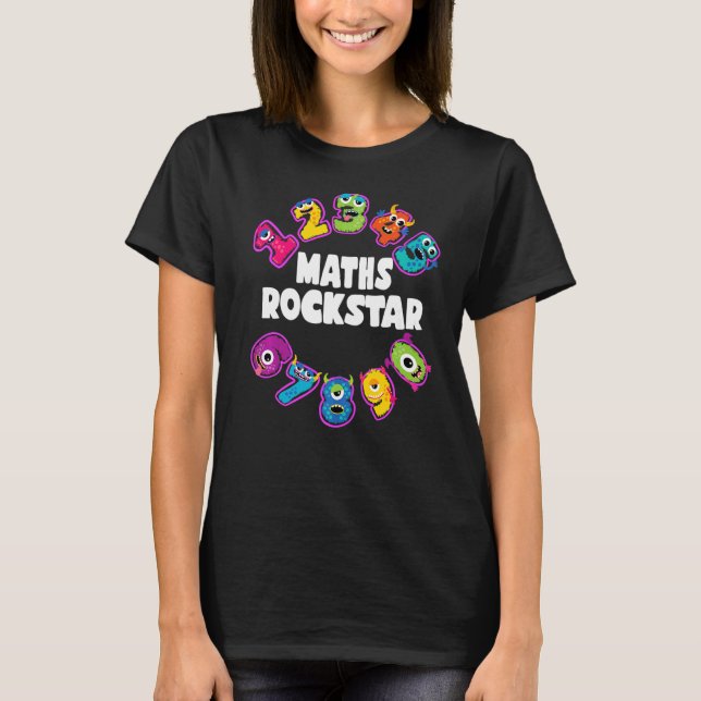 Camiseta Matemática das Crianças Rockstar Legal Números de  (Frente)