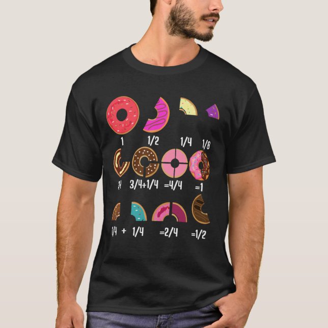 Camiseta Matemática de Fração de Donut Professores Educat V (Frente)