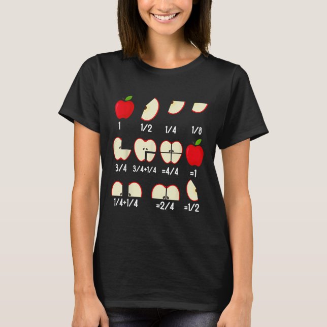 Camiseta Matemática de Fração de Maçã Professores de Volta  (Frente)