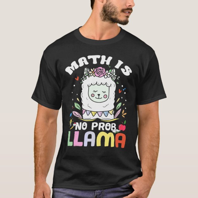 Camiseta Matemática Não É Problema Lhama Professora de Mate (Frente)