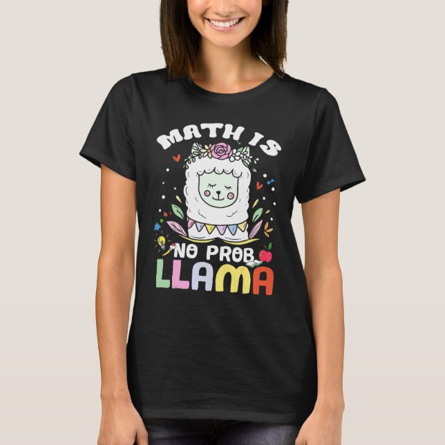 Camiseta Matemática Não É Problema Lhama Professora de Mate (Frente)