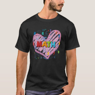 Camiseta Matemática no Coração Rosa Estudante Professor Núm
