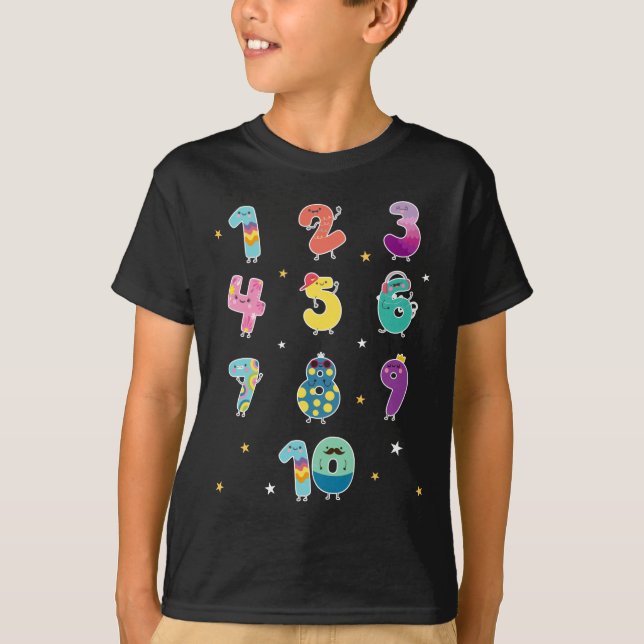Camiseta Matemática Prek - Números Bonitos de Aprendizado M (Frente)