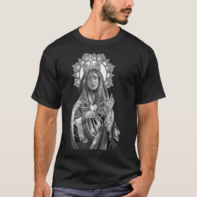 Camiseta Mater Dolorosa Our Lady of Sorrows Virgin Mary Cat (Frente)