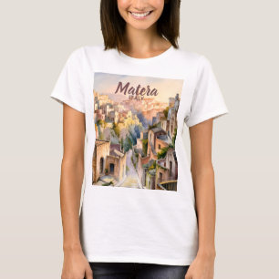 Camiseta Matera Itália Sassi Aquarela Personalizada Vintage