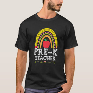 Camiseta Materiais Escolares Professor Pré K Lápis Arco-íri