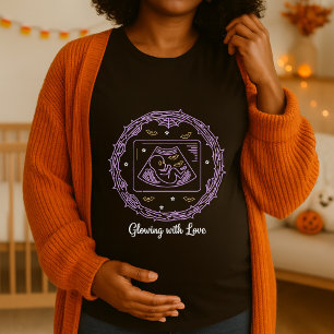 Camiseta Maternidade de Halloween brilhando com amor