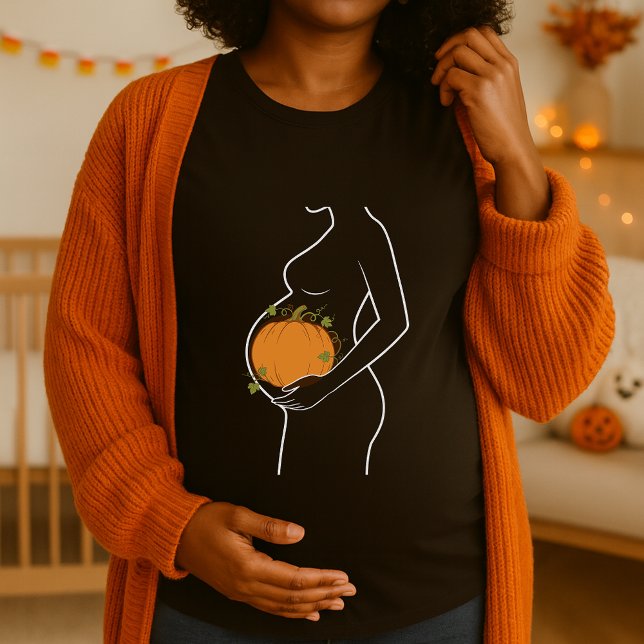 Camiseta Maternity Halloween Pumpkin Dentro Belly (Criador carregado)