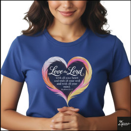 Camiseta Mateus 22:37 Escritura Neon Pena Coração