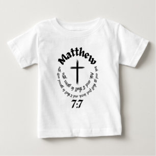 Camiseta Mateus 7:7 Bíblia Circular Verso E Cruz Central
