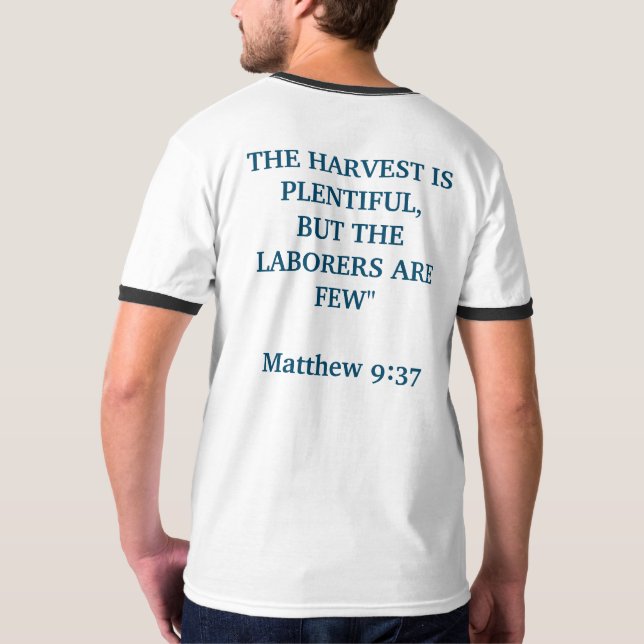 Camiseta Mateus 9:37 (Parte Traseira Completa)