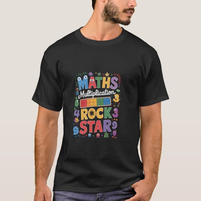 Camiseta Math Multiplication Rock Star - Aprendizado Divert (Frente)