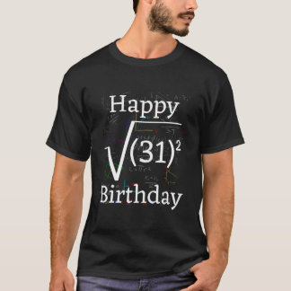 Camiseta Math Root Square Happy 31ª Celebração de Aniversár