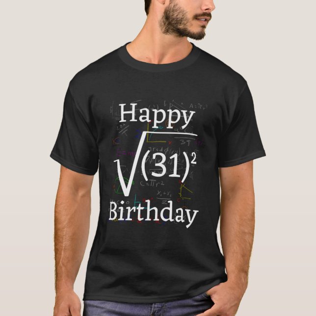 Camiseta Math Root Square Happy 31ª Celebração de Aniversár (Frente)