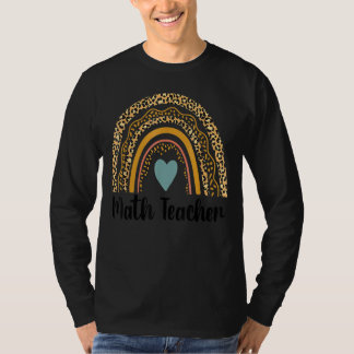Camiseta Math Teacher Leopard Rainbow Back To School Teache