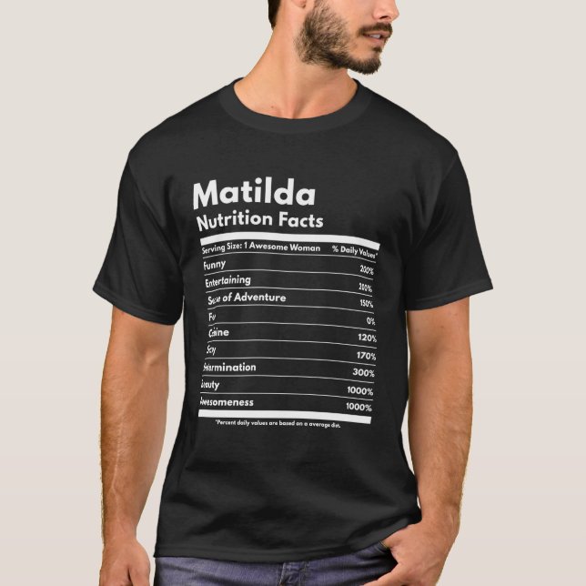 Camiseta Matilda Nutrition Facts Gift Funny Personalizado N (Frente)