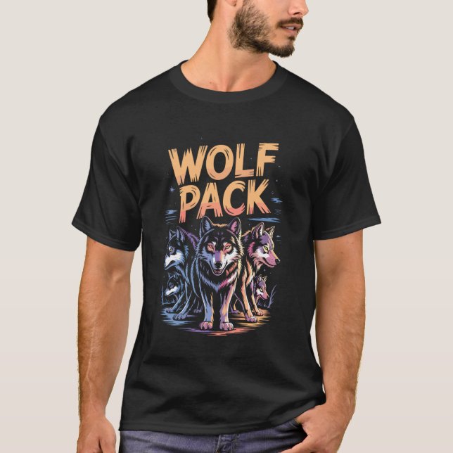 Camiseta Matilha de Lobo Ousada Uivando Pata (Frente)