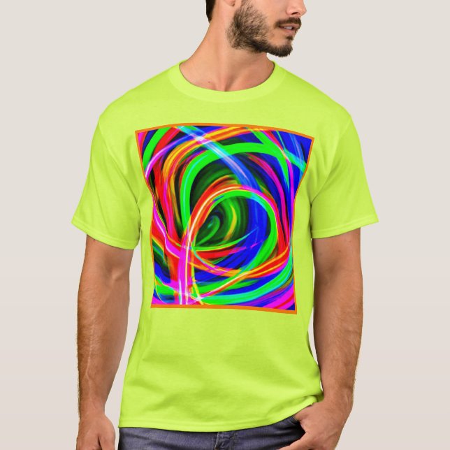 Camiseta Matizes Dinâmicas de Neon Abstrato (Frente)